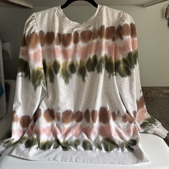 Knox Rose Womens Sweatshirt 2X Tie Dye Crew Fleece Puff Shoulder Lightweight - Picture 7 of 8